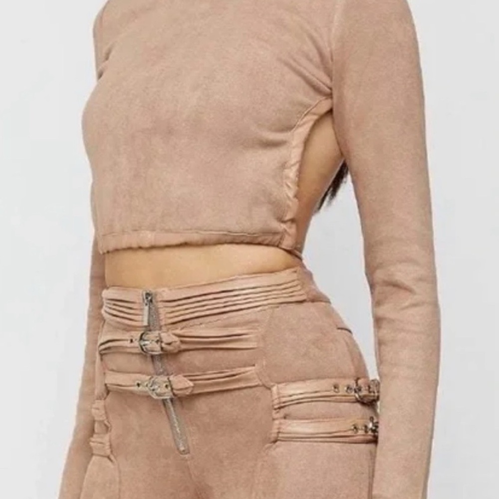 Manière De Voir Vegan Suede Backless Top | Size 12 | Open Back Detail